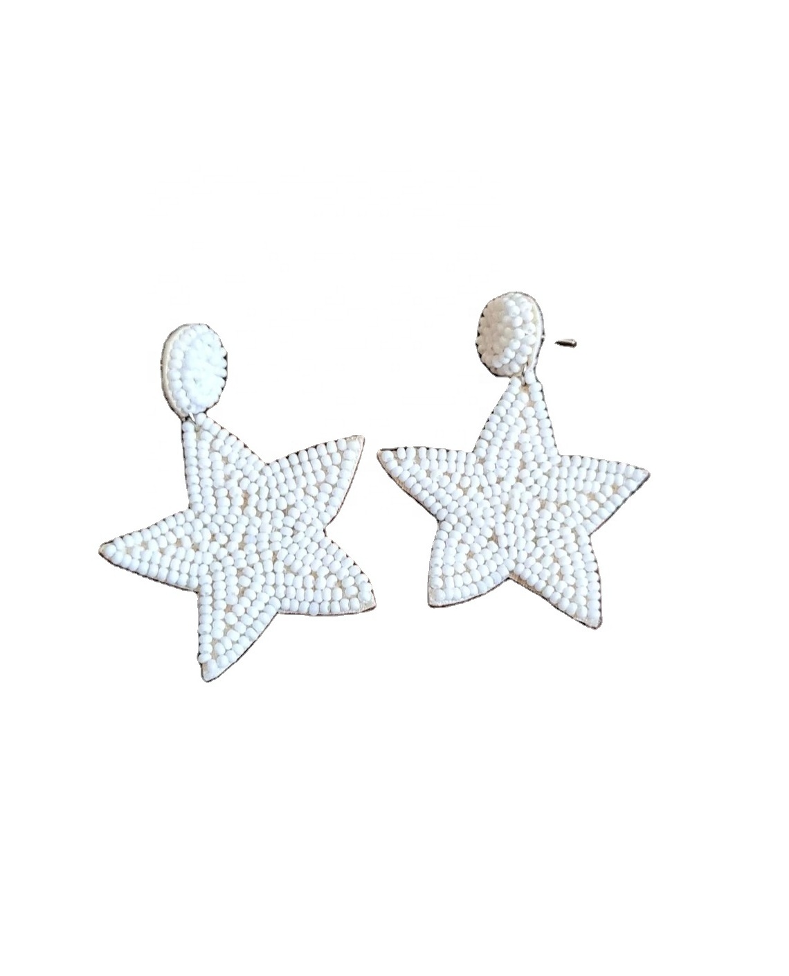 Premium Quality White beaded Star earrings or white seed beads Star earrings or Bridesmaid beaded earrings at wholesale rate