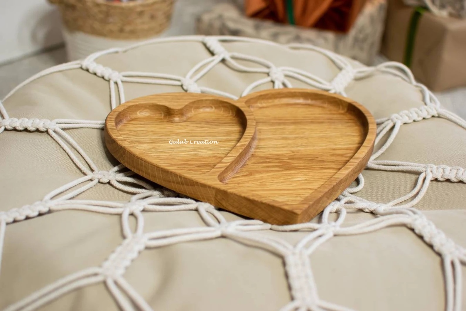 High quality best selling Heart Shape Wooden nut tray personalized