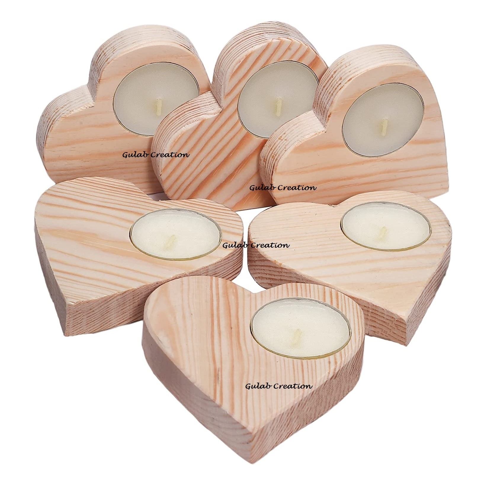 Heart Shape Wood Candle Holder Centerpiece for Dining Room Table, Home Decor Tea Light Holders Decorative