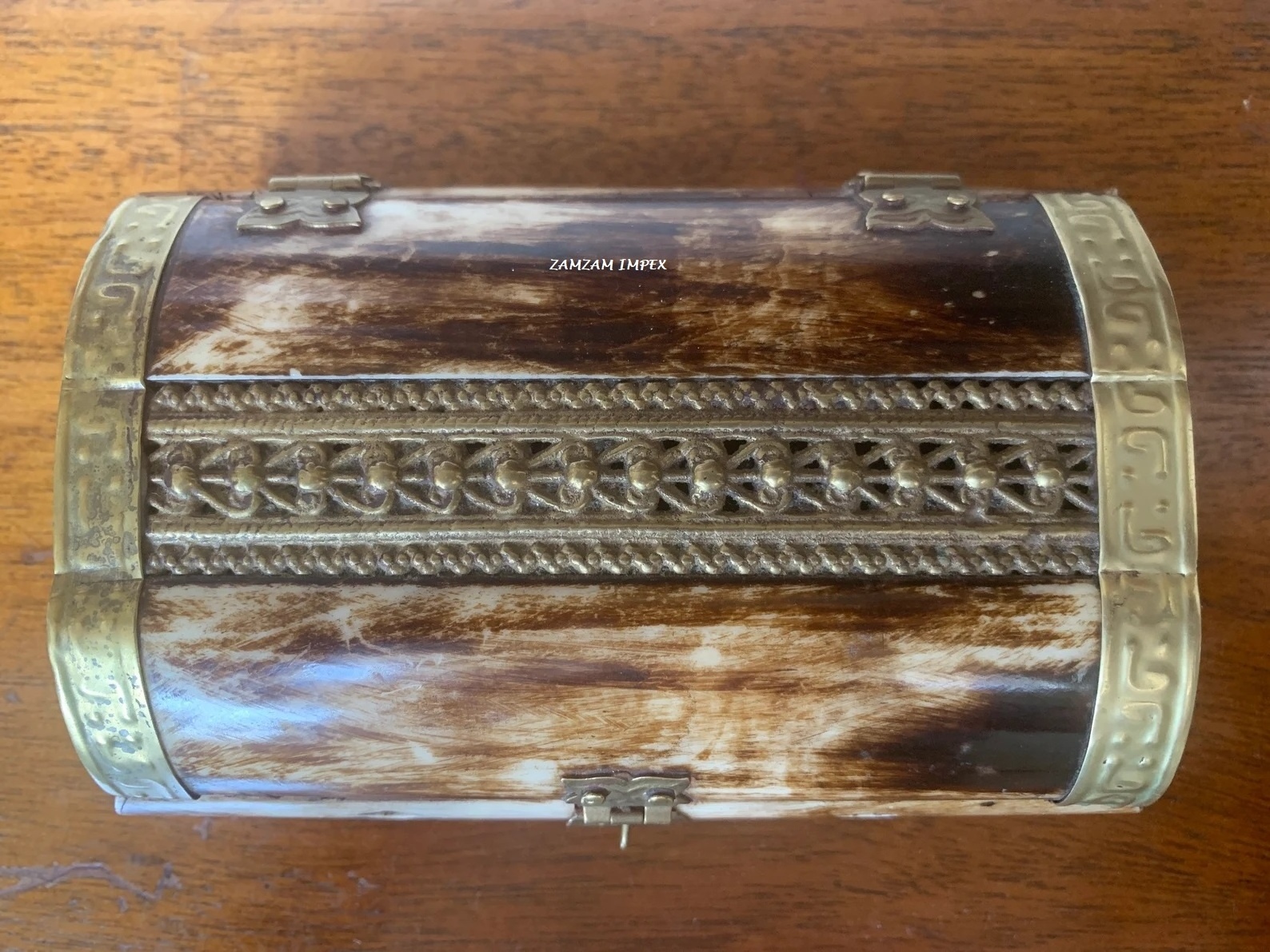 Vintage Bone And Brass Chest Style Trinket Jewelry Box at reasonable rate by ZAMZAM IMPEX