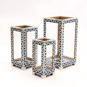 Decorative Blue and White Bone Inlay Lanterns