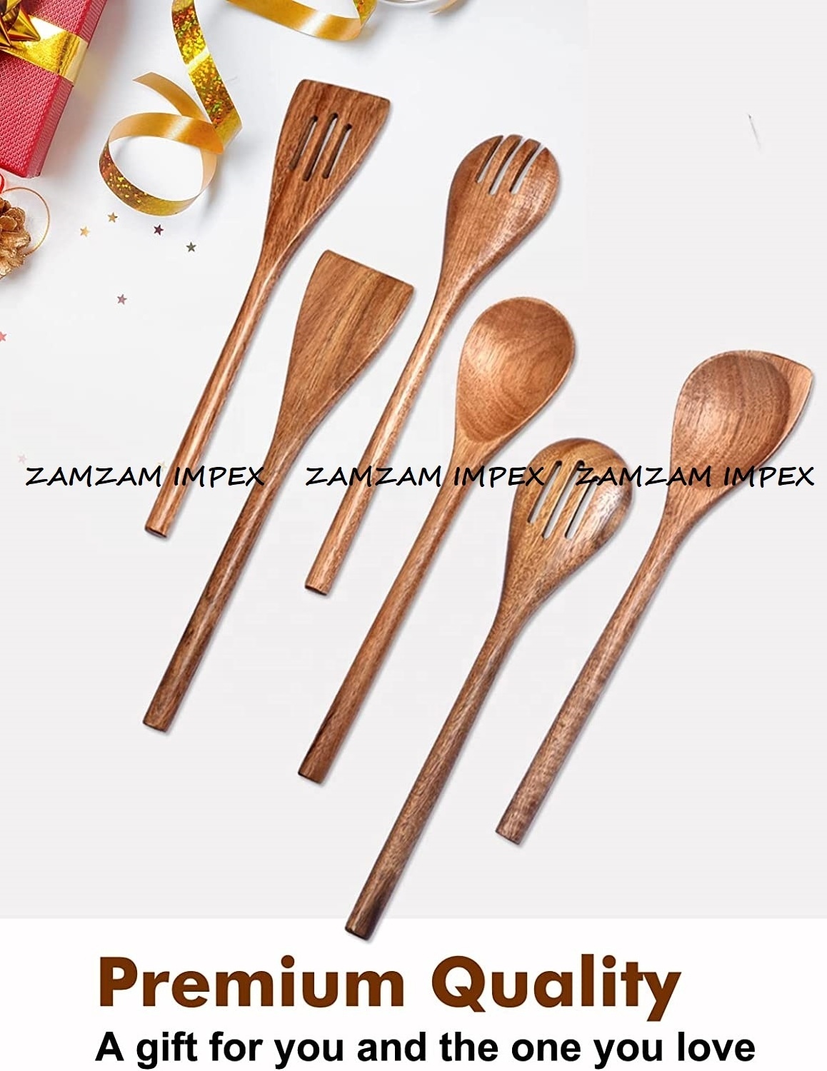 Acacia Wood Tools Sets Non Stick Apartment Essentials Wooden Corner Spoon Spatula Fork Turner Kitchen Cooking Utensils Set House