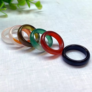 Wholesale Resin Rings for Women China Gemstone Black Agate Ring Jewelry Jade Rings for Gift