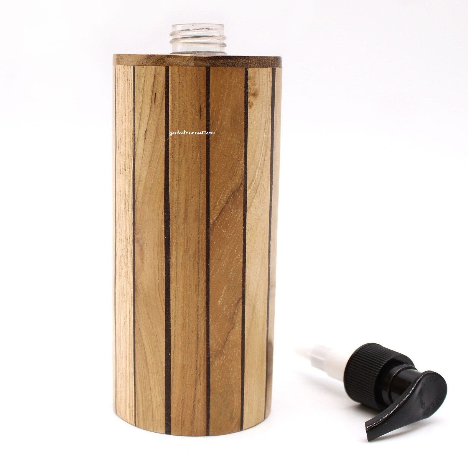 Natural Round Acacia wood Soap Dispenser