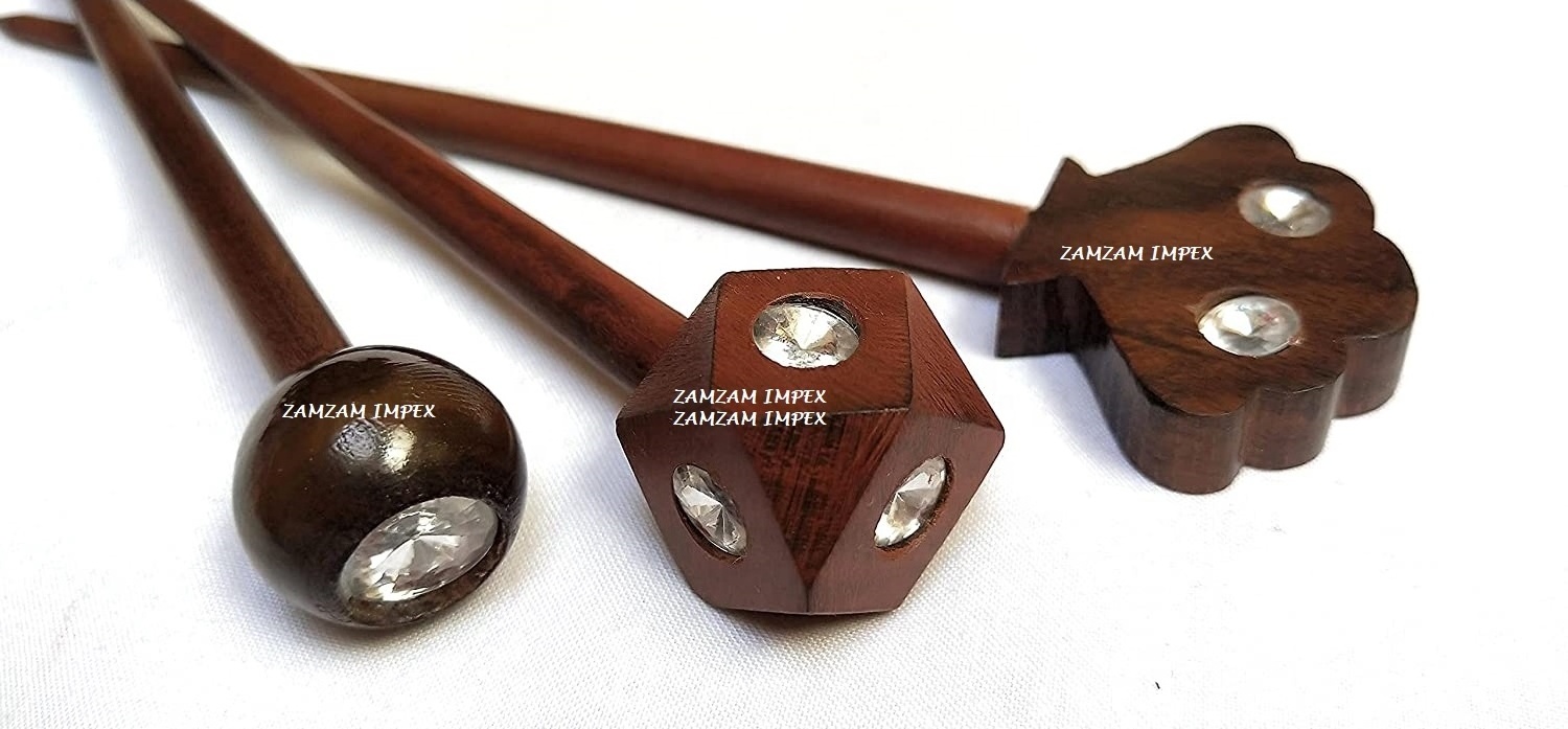 Handcrafted Wooden Juda Hair Pin/Stick for Women or wooden hair clip  By ZAMZAM IMPEX