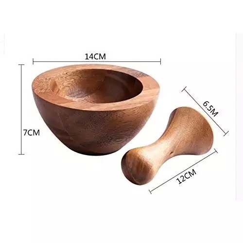 Mortar and Pestle Handmade Crush Spices Garlic Smasher Bamboo Mortar and Pestle Set Wooden Crusher