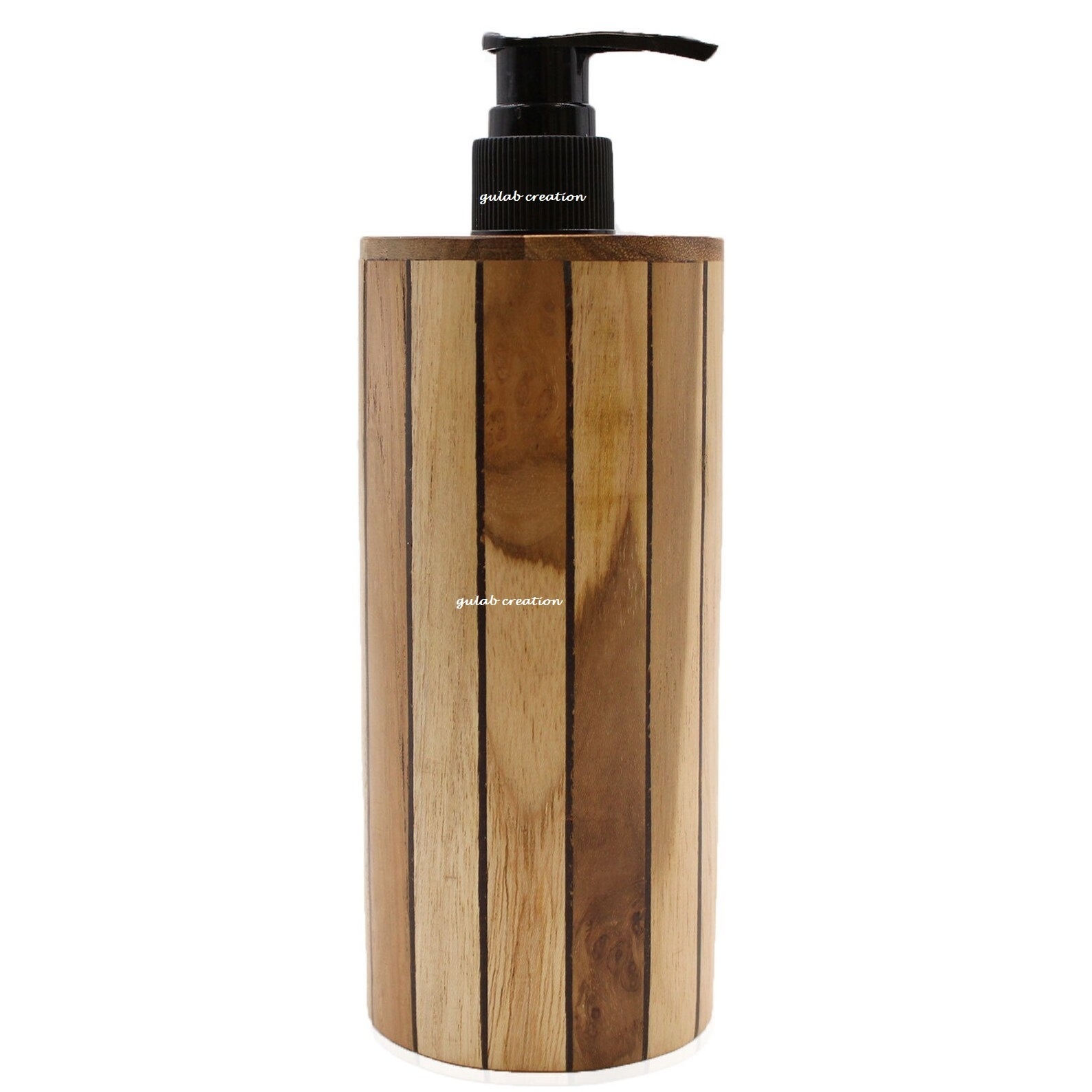 Natural Round Acacia wood Soap Dispenser