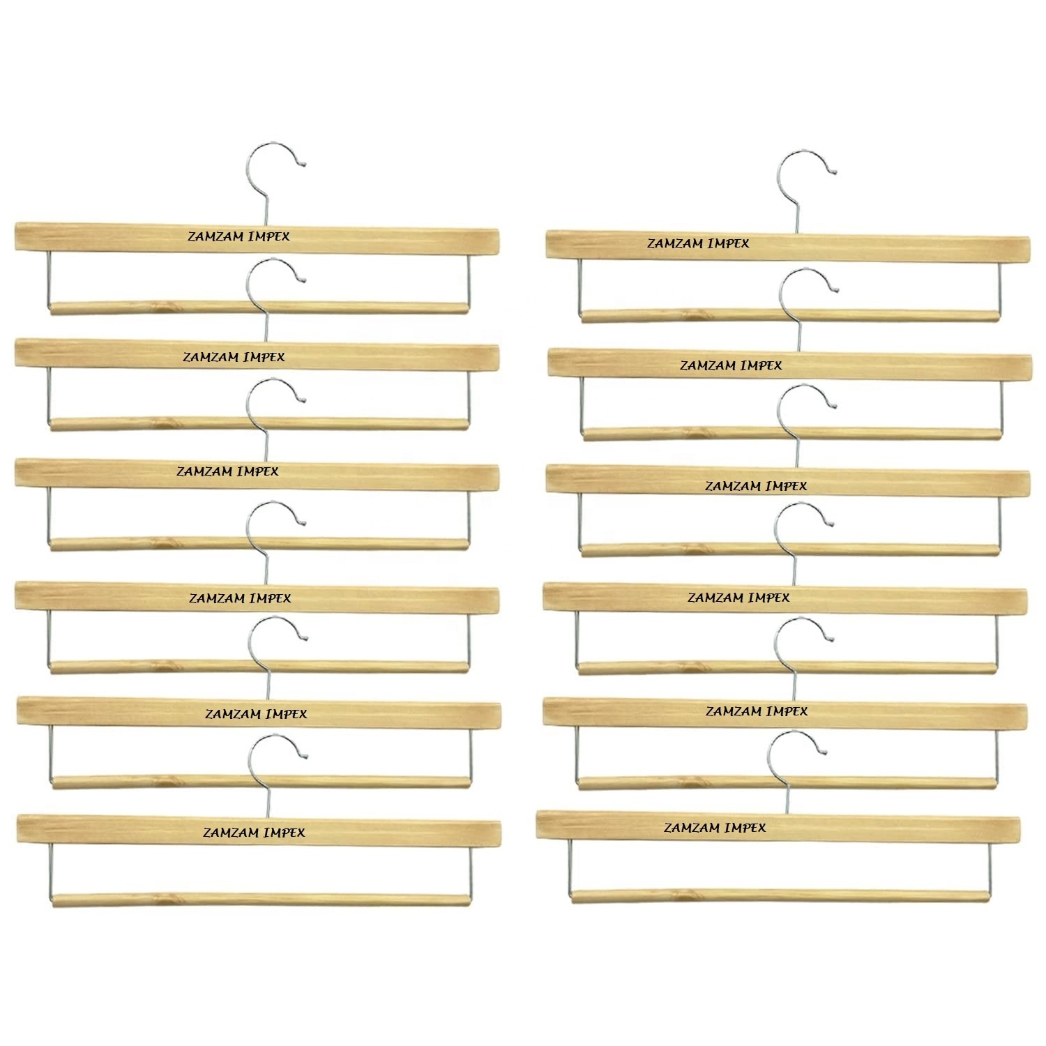 Wooden Slack/Trouser Pants Hangers with Non Slip Bar Smooth Durable Wooden Hangers