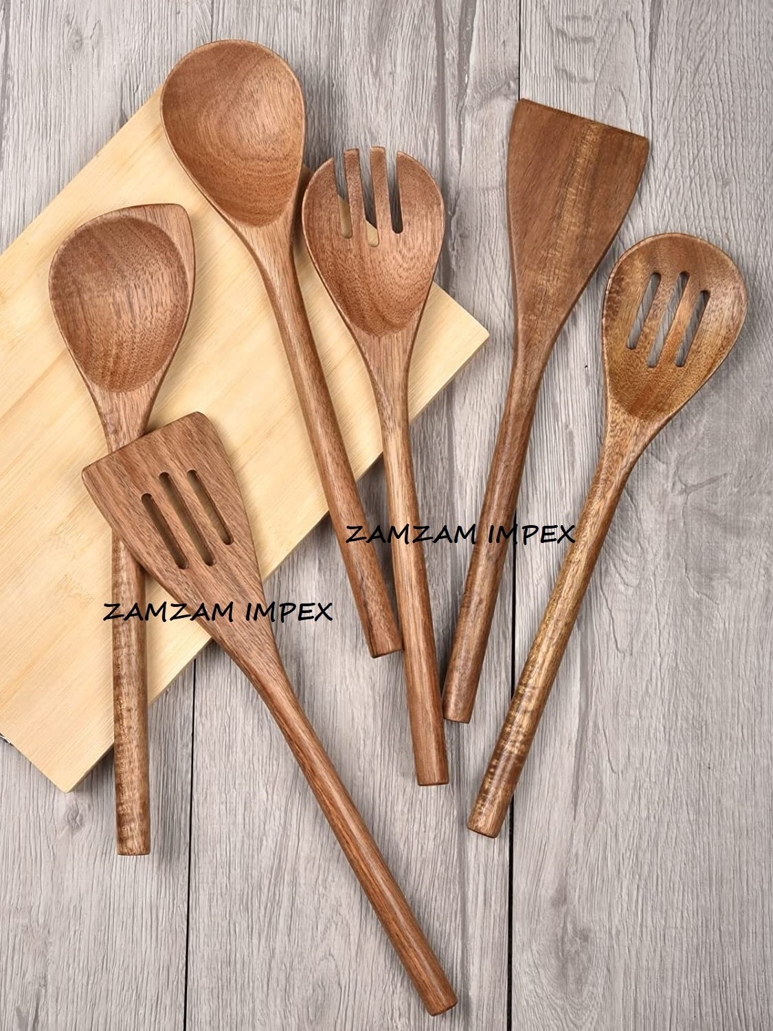 Acacia Wood Tools Sets Non Stick Apartment Essentials Wooden Corner Spoon Spatula Fork Turner Kitchen Cooking Utensils Set House