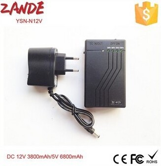 Mini 12V 3800mAh 5V 6800mAh black rechargeable li-ion lithium polymer battery pack for LED light