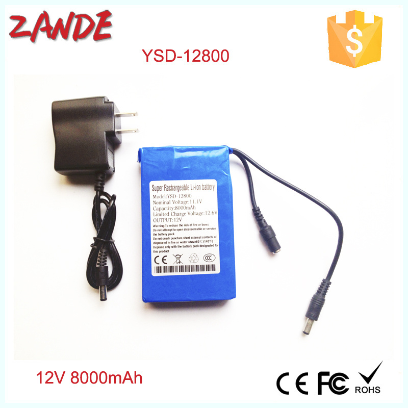 Super dc 12V 8000mah rechargeable li-ion battery pack for CCTV Camera Driver Light LED