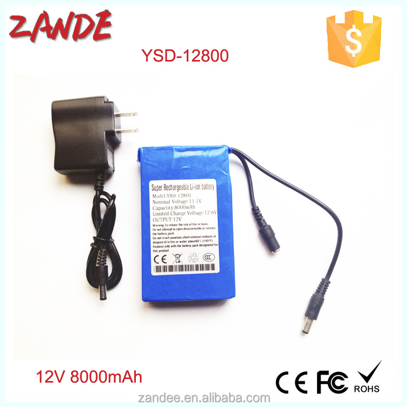 China supplier Portable DC 12V Li-Ion rechargeable battery 8000mah for solar panel CCTV Camera