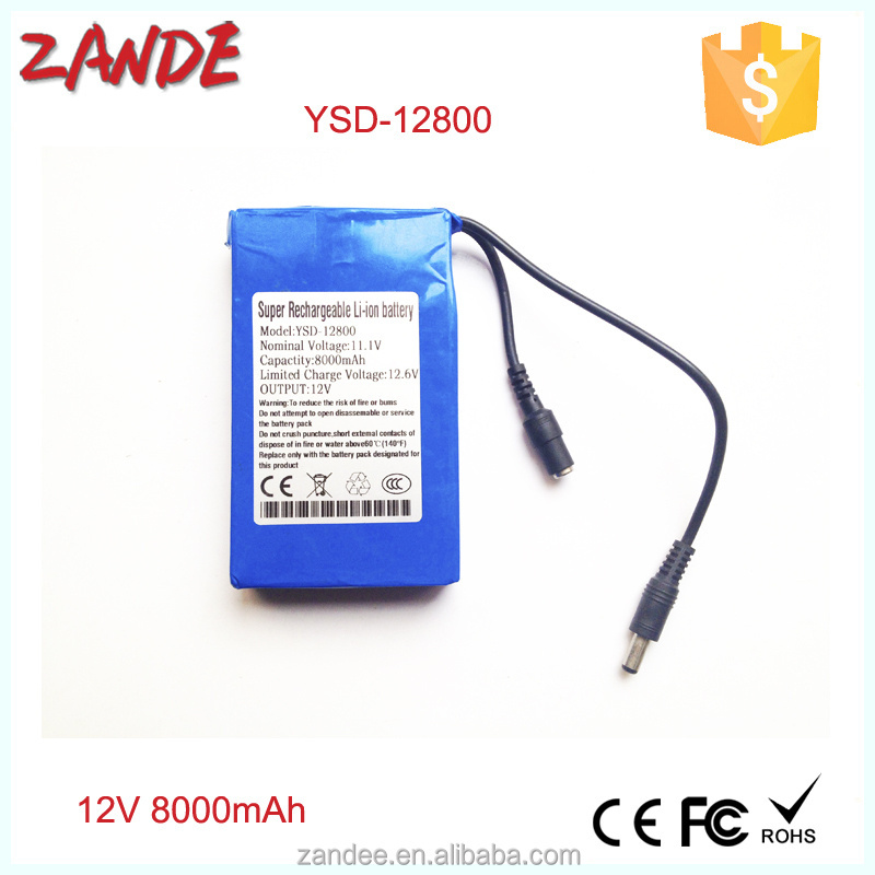 China supplier Portable DC 12V Li-Ion rechargeable battery 8000mah for solar panel CCTV Camera