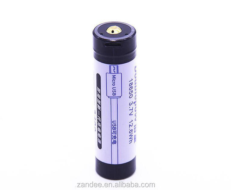 18650 USB lithium rechargeable battery, 3.7v high capacity 3400mah support USB Charge