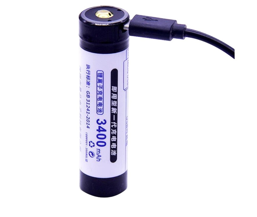 18650 USB lithium rechargeable battery, 3.7v high capacity 3400mah support USB Charge