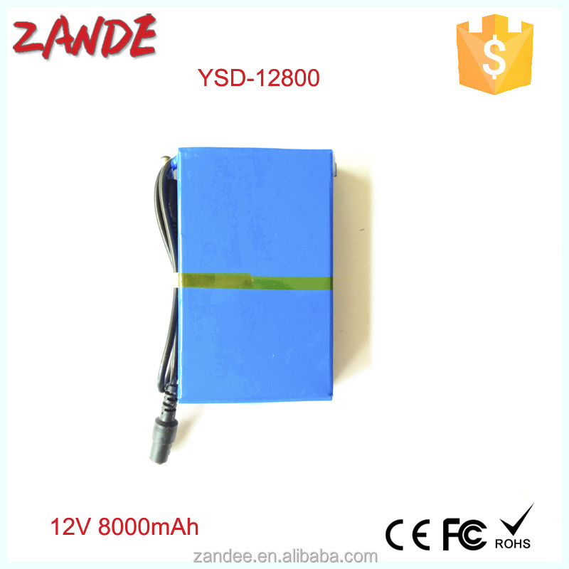 China supplier Portable DC 12V Li-Ion rechargeable battery 8000mah for solar panel CCTV Camera