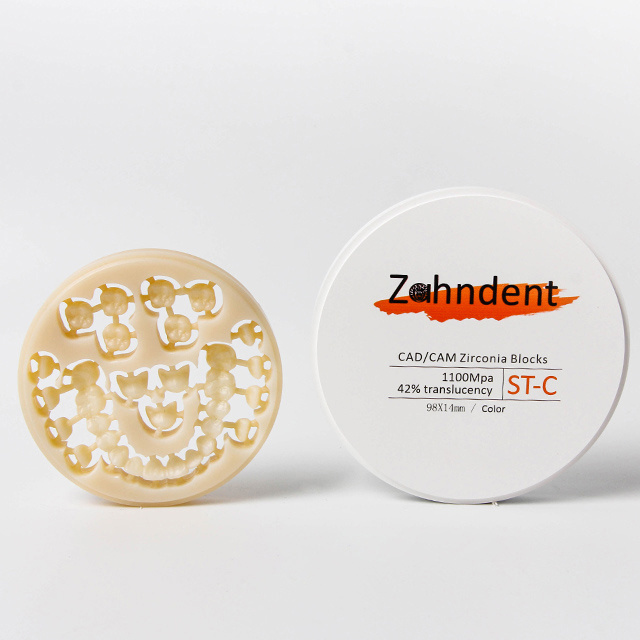 Zahndent ST presintered zirconia puck Roland dental zirconia disc CAD CAM 98MM dental zirconia block