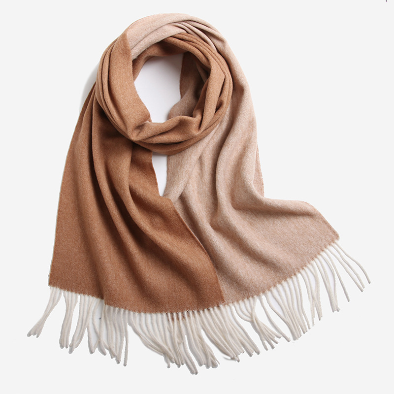 Zandy OEM Custom LOGO Cashmere Winter Scarf Pure Color Bandana Neck  wool tassel scarf shawl women