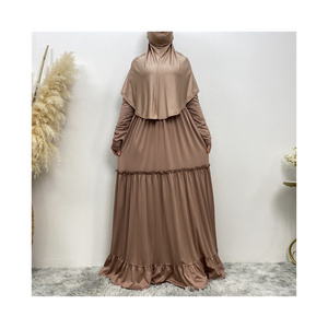 Zandy OEM&ODM Middle Eastern Simple Fashion Ladies Robe Dress Ruffled lace abaya women muslim dress