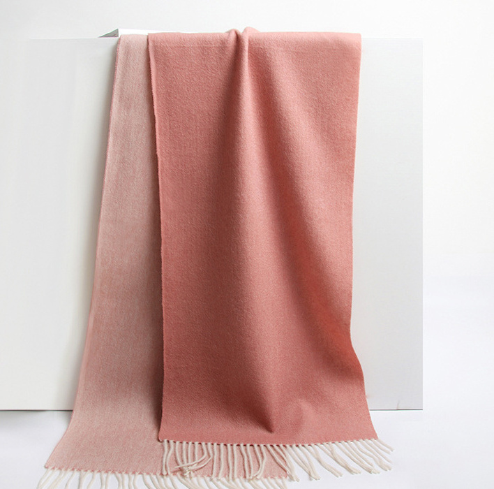 Zandy OEM Custom LOGO Cashmere Winter Scarf Pure Color Bandana Neck  wool tassel scarf shawl women