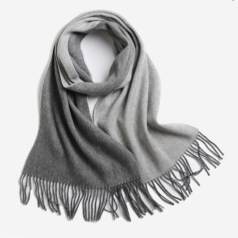 Zandy OEM Custom LOGO Cashmere Winter Scarf Pure Color Bandana Neck  wool tassel scarf shawl women