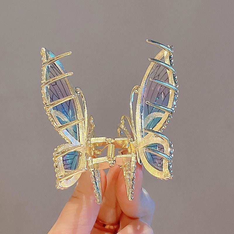 Full Diamond Shark Clip Cicada Wings Hair Claw Clips Female Summer Ponytail Hair Clamp Jaw Clips