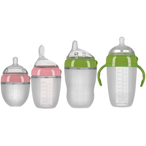 Customize Silica Gel BPA Free Silicon Baby Bottle Baby Feeding Bottle