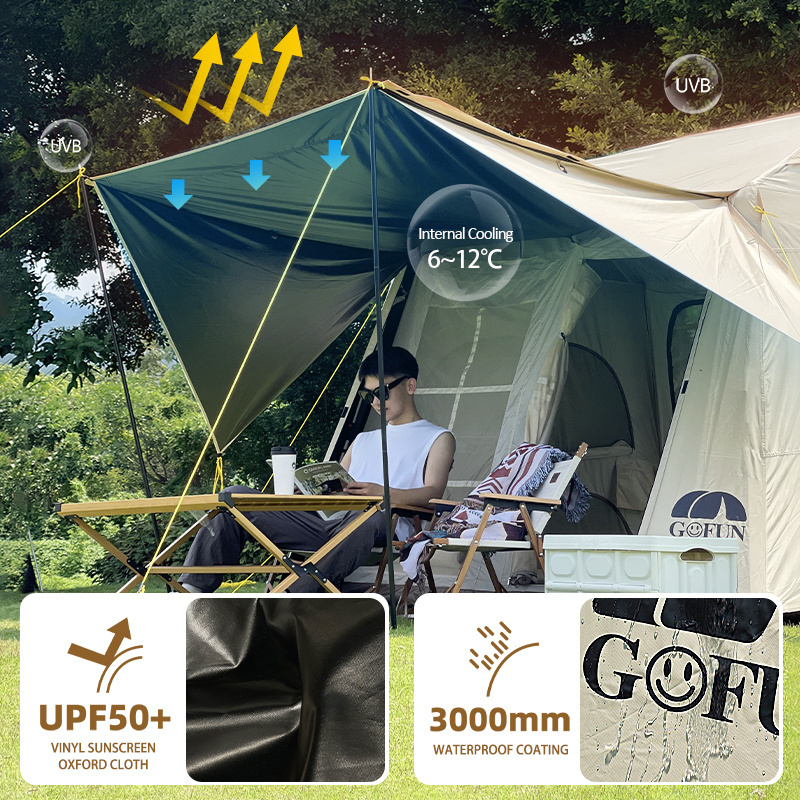 Gofun White Cloud Dancer Automatic Camping Tent, 2023 Black Knight 3 - 4 Person Beach Tent With Cinema/