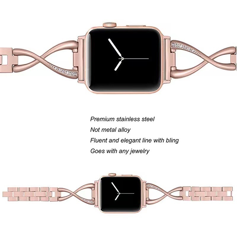 Luxury Fancy Women Metal Bangle Smart Watch Wristband Stainless Steel Watch Bands Strap for Apple Watch Band Series 4 38mm 40mm