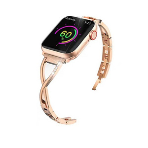 Luxury Fancy Women Metal Bangle Smart Watch Wristband Stainless Steel Watch Bands Strap for Apple Watch Band Series 4 38mm 40mm