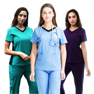 Custom Hospital Beauty Salon Uniform Fashionable Medical Scrubs Wholesale V-neck Nurse Uniform Stretch Scrub Sets Women Uniforms