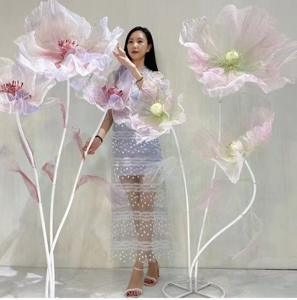 Wedding decoration long stem artificial flowers Party decoration giant fabric standing paper flowers