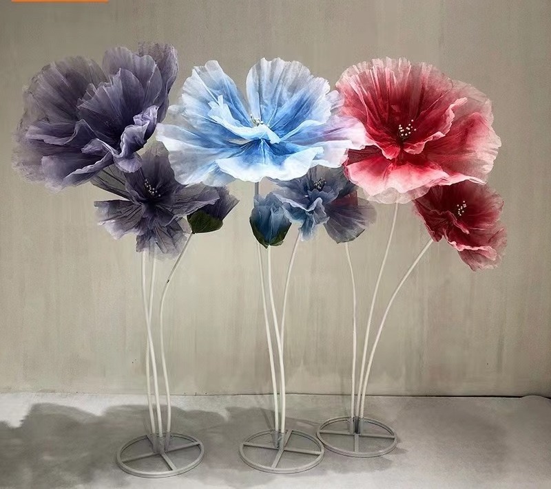 Wedding decoration long stem artificial flowers Party decoration giant fabric standing paper flowers