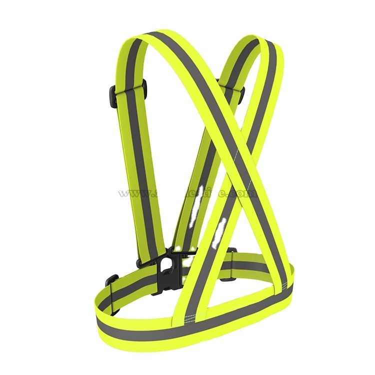 PINK Green Yellow Reflective Elastic Stretch Safety Vest , High Visibility Reflective Belt with Reflective Fabric Tape