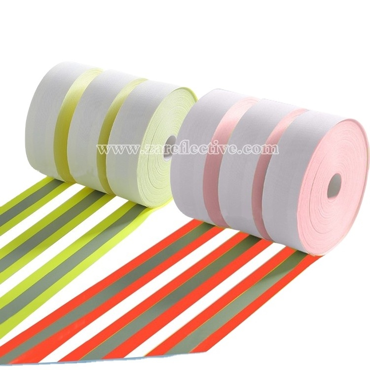 100% cotton flame resistance reflective tape fluorescent fire retardant reflective fabric tape for safety vest