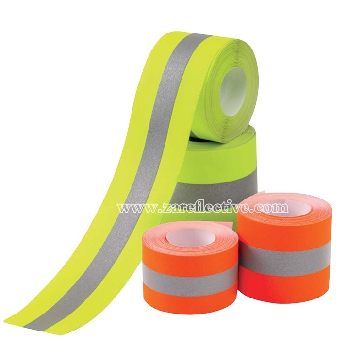 100% cotton flame resistance reflective tape fluorescent fire retardant reflective fabric tape for safety vest