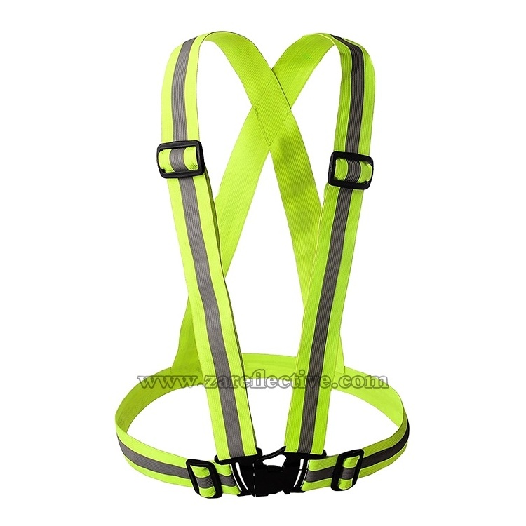 PINK Green Yellow Reflective Elastic Stretch Safety Vest , High Visibility Reflective Belt with Reflective Fabric Tape