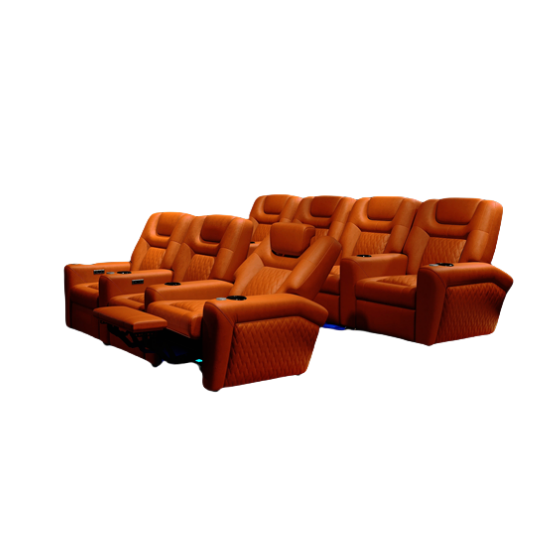 Modern luxury VIP cinema recliner sofa Electric leather home cinema orange with electric foot, electric headrest single sofa