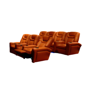 Modern luxury VIP cinema recliner sofa Electric leather home cinema orange with electric foot, electric headrest single sofa