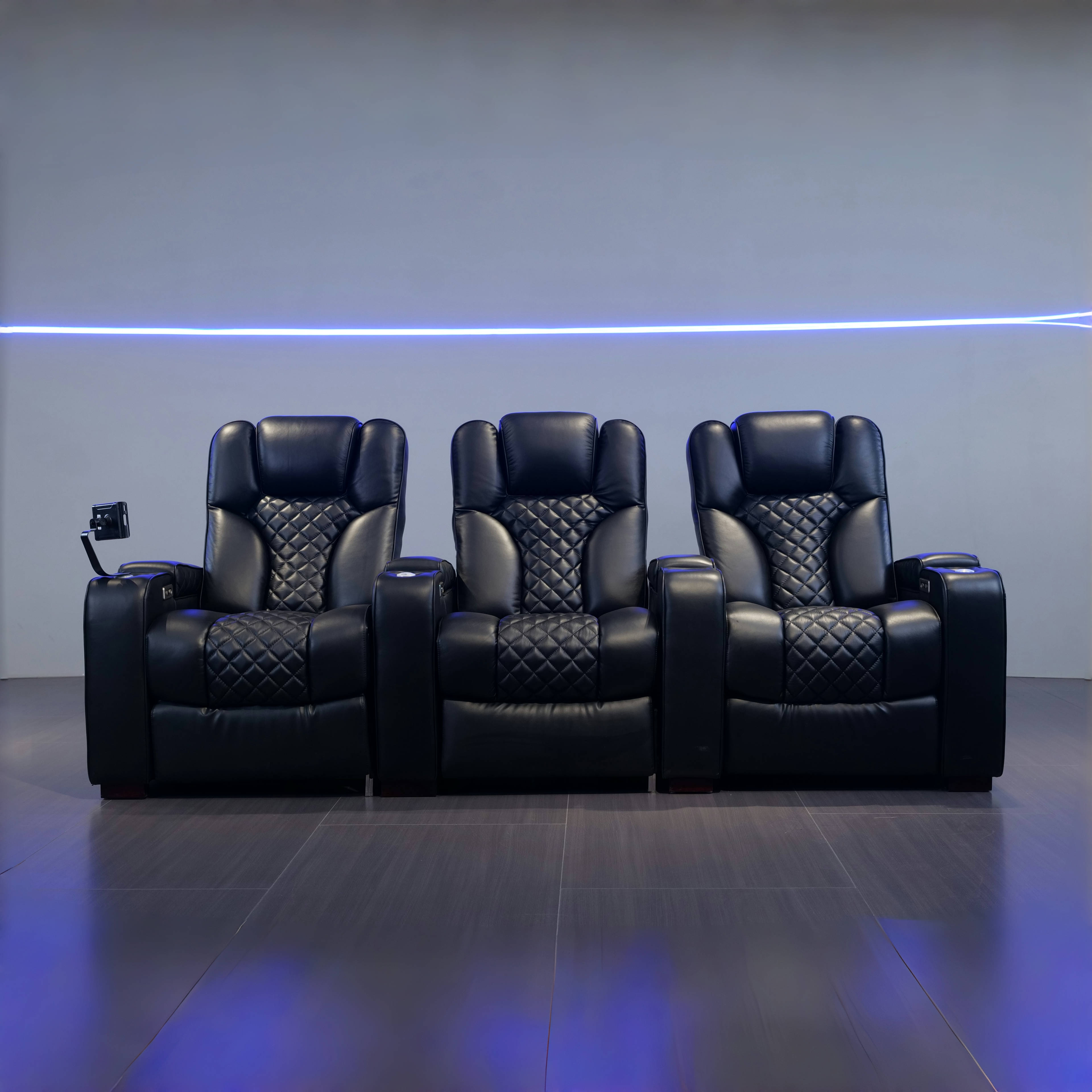 Electric adjustable Black Theater recliner sofa Leather cinema sofa Cinema massage chair living room sofa