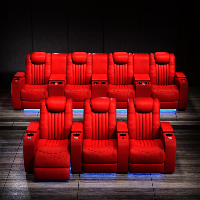 Factory outlet customizable home theater sofa Electric theater recliner with electric adjustable feet and headrest 1,3 seats