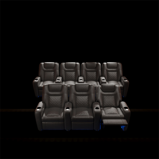 Plush Home theater furniture Seating sofa Cinema leather grey recliner with adjustable function sofa set