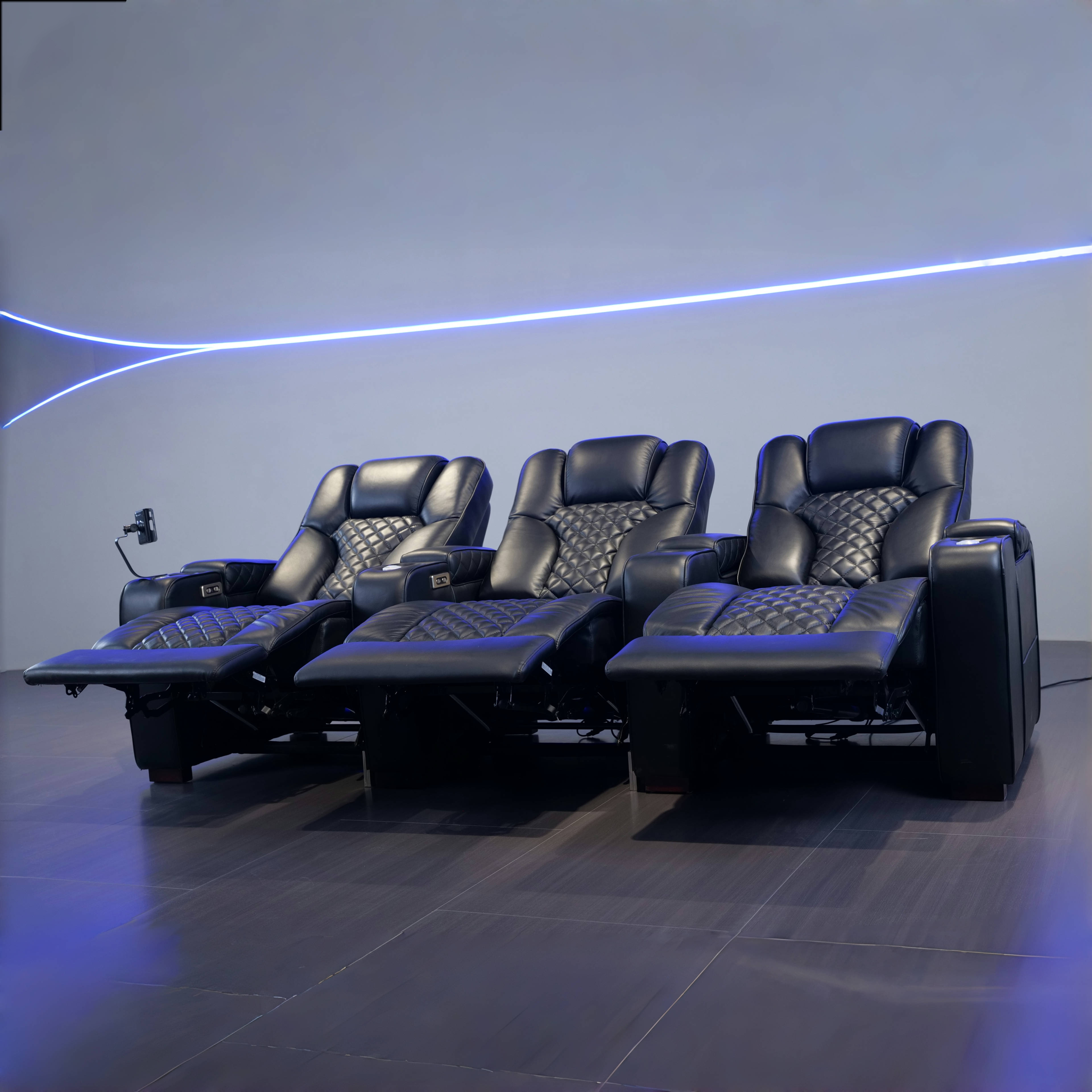 Electric adjustable Black Theater recliner sofa Leather cinema sofa Cinema massage chair living room sofa