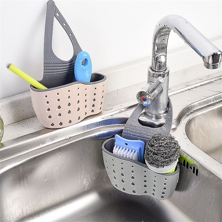 Sink Shelf Portable Faucet Organizer Shelf Plastic Hanging Storage Basket Sponge Soap Debris Rack Kitchen Sink Drain Rack