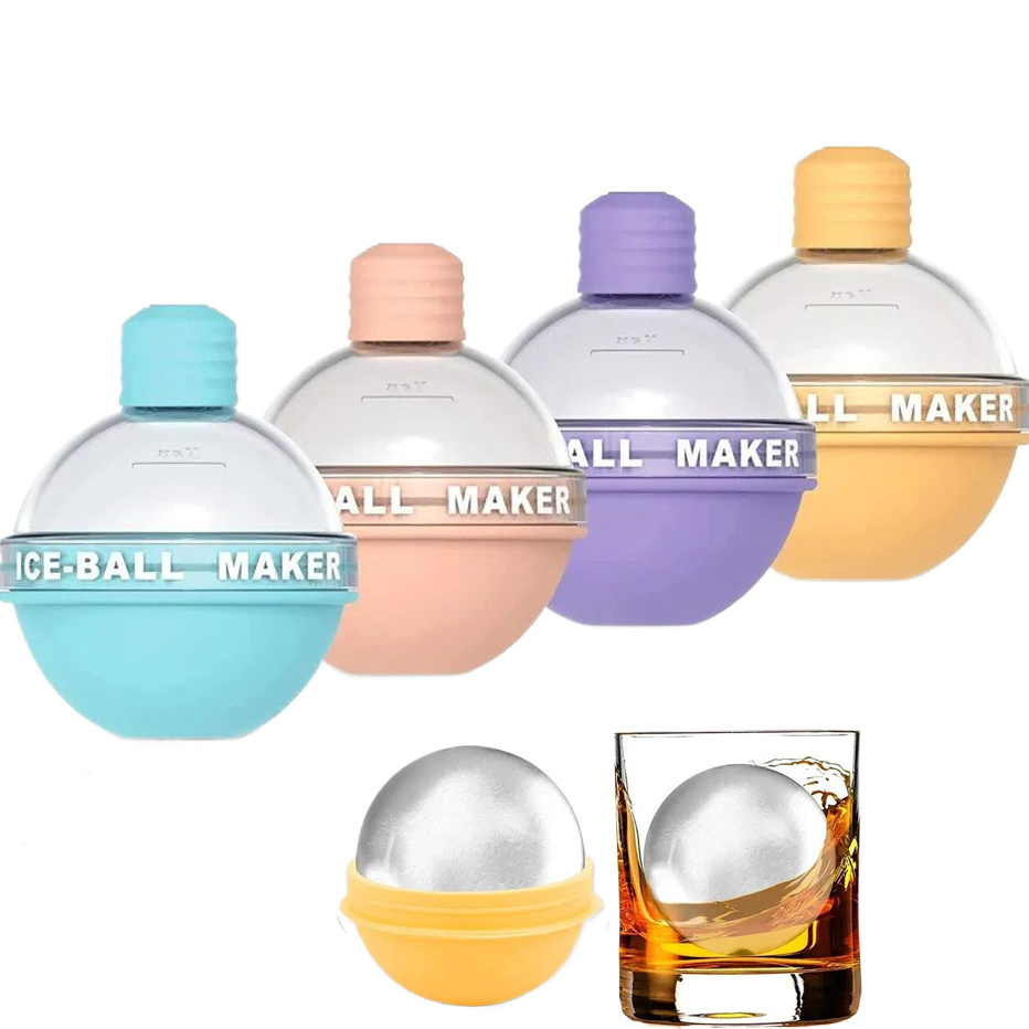 Candy Color 2.5 Inch Extra large Sphere Whiskey Ice Ball Maker Mold for Whiskey Coffee Cocktails