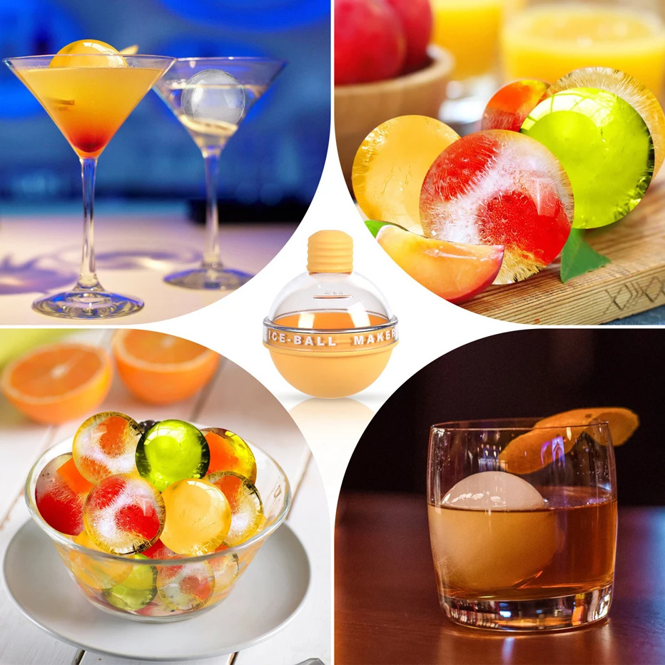 Candy Color 2.5 Inch Extra large Sphere Whiskey Ice Ball Maker Mold for Whiskey Coffee Cocktails