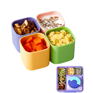 Kids Lunch Box Small Silicone Snack sauce box Container with Lids Snack Condiment Container