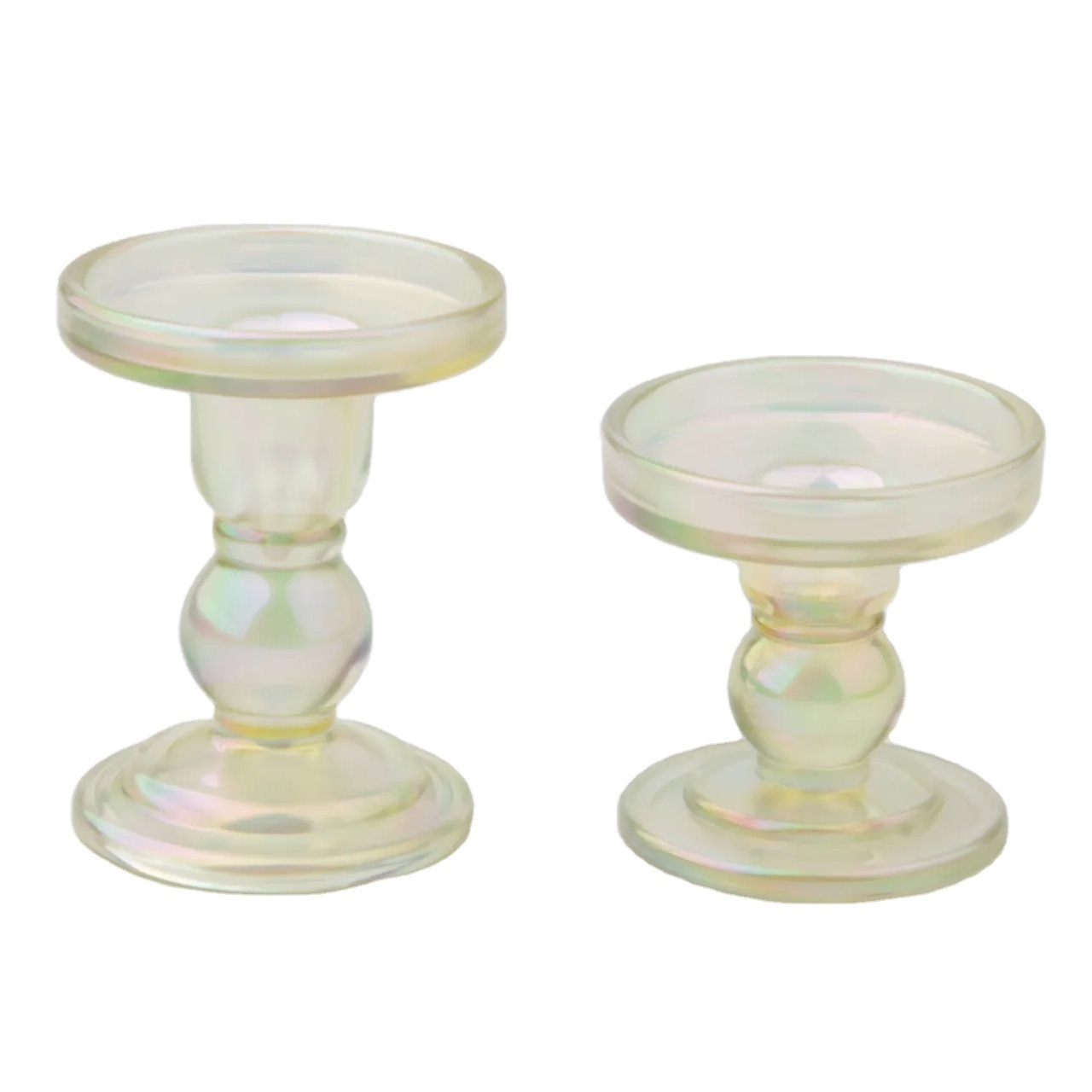 Wholesale custom light yellow glass Candle Holders Candlestick Holder Tea Light Taper Pillar Candle ornaments colorful design