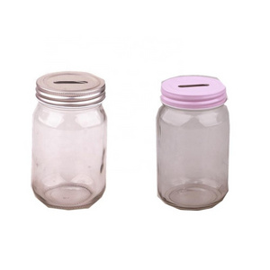 wholesale 400ml glass mason jar with money bank metal lid