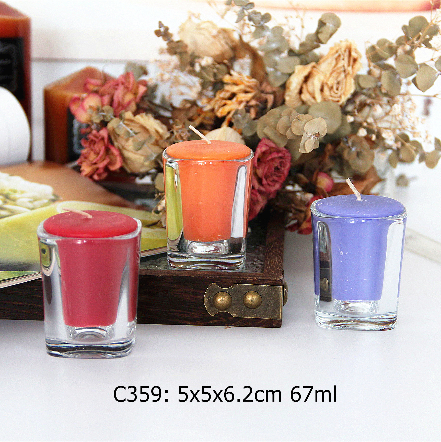 Wholesale Wedding Candles 67ml cheap plain small glass candle holder candle jars for home decoration or wedding